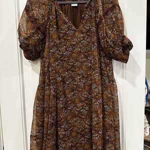 Patrons of Peace Brown Patterned Long Sleeve Dress